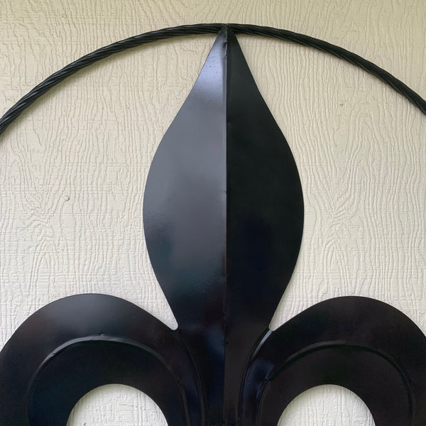 #EH10645 24", 36" GLOSS BLACK FLEUR DE LIS METAL WALL ART SIGN WESTERN HOME DECOR HANDMADE NEW