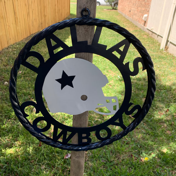 12", 18", 24", 32" DALLAS COWBOYS HELMET SIGN NAVY BLUE & WHITE METAL CUSTOM VINTAGE CRAFT WALL ART TEAM SIGN HANDMADE