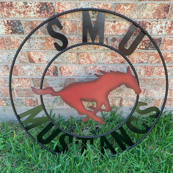 12",18",24",32",36" SMU MUSTANGS METAL CUSTOM VINTAGE CRAFT WALL ART TEAM SIGN HANDMADE