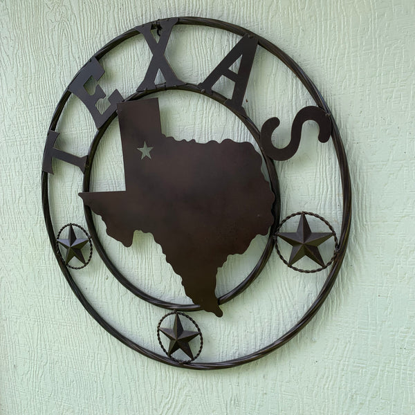 24" State of Texas Map Metal Wall Art Western Home Decor Vintage Rustic Bronze Copper New