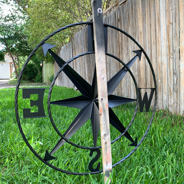 COMPASS NAVY BLUE 24" METAL SIGN WESTERN HOME DECOR HANDMADE NEW