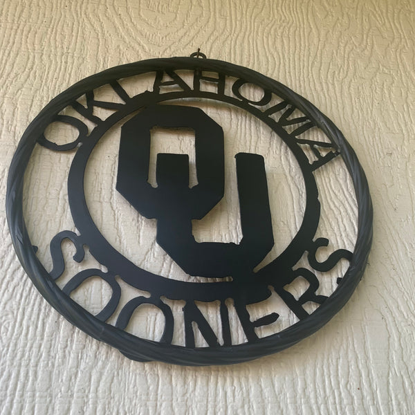 12", 18", 24", 32" OU OKLAHOMA SOONERS RUSTIC BLACK METAL CUSTOM VINTAGE CRAFT WALL ART TEAM SIGN HANDMADE