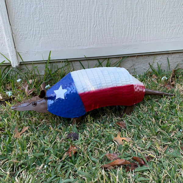 30",22",14",10" TEXAS FLAG ARMADILLO GARDEN ANIMAL SCULPTURE METAL DECOR ORNAMENT PATRIOTIC DECOR
