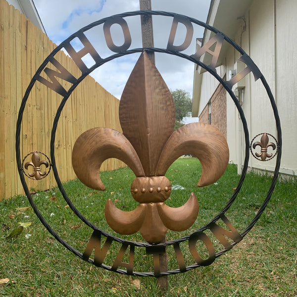 18", 24", 32" 36" WHO DAT NATION FLEUR DE LIS METAL WALL ART WESTERN HOME DECOR NEW