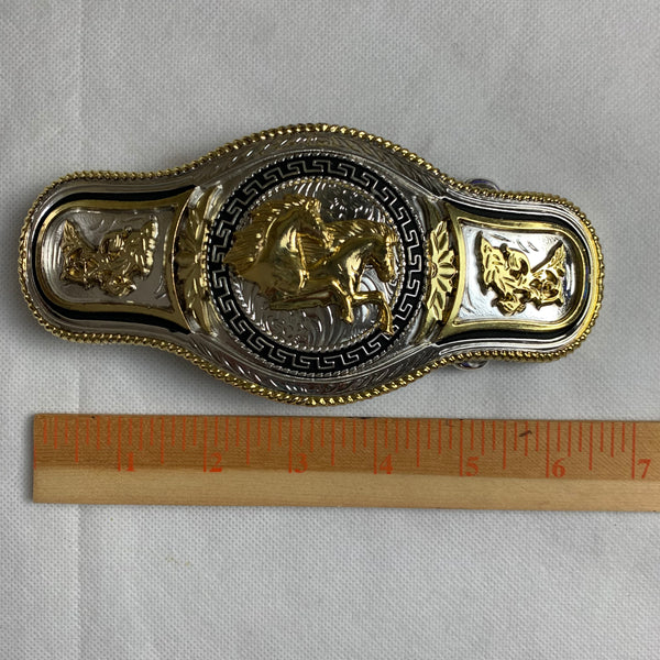 6.5" X 3.5" HORSE BELT BUCKLE GOLD SILVER BLACK WESTERN BUCKLE FASHION ART NEW #EH12271