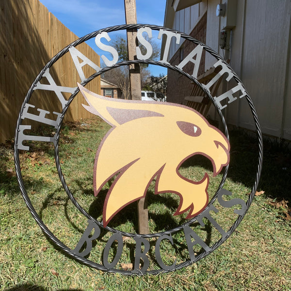 12",18",24",32",36" TEXAS STATE BOBCATS CUSTOM METAL VINTAGE CRAFT TEAM SIGN WESTERN HOME DECOR HANDMADE