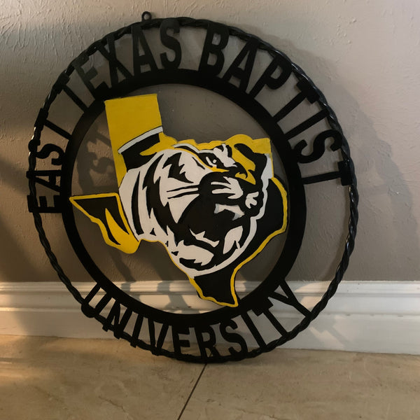 EAST TEXAS BAPTIST UNIVERSITY METAL CUSTOM VINTAGE CRAFT SIGN WALL ART TEAM HANDMADE