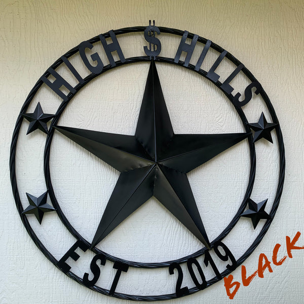LOPEZ CUSTOM STAR NAME BARN METAL STAR 3d TWISTED ROPE RING WESTERN HOME DECOR RUSTIC  BRONZE HANDMADE 24",32",34",36",40",42",44",46",50"