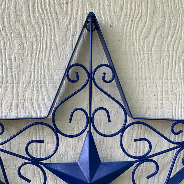 17" SCROLL ART BRIGHT BLUE Barn Star Metal Wall Art Western Home Decor Vintage Rustic Bronze Copper Art New-#A18002