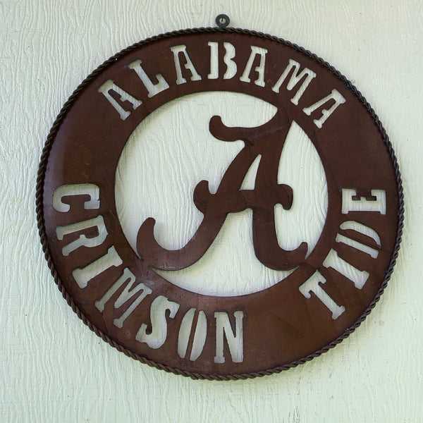 ALABAMA CRIMSON TIDE WIDE BAND RING CUSTOM METAL VINTAGE CRAFT TEAM SIGN HANDMADE