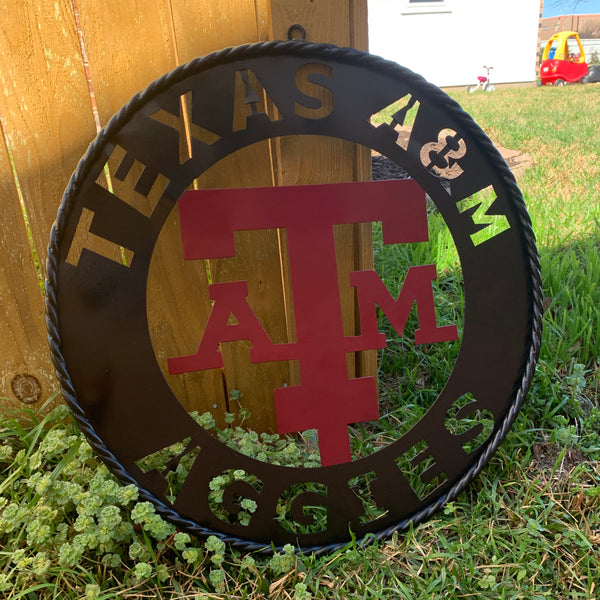 24" TEXAS A&M WIDE BAND RING CUSTOM METAL VINTAGE CRAFT SIGN TEAM HANDMADE