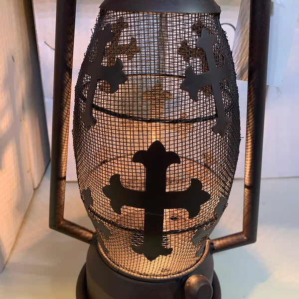 CROSS LANTERN LAMP METAL ART ELECTRIC WESTERN HOME WALL DECOR NEW