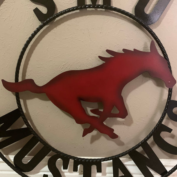 12",18",24",32",36" SMU MUSTANGS METAL CUSTOM VINTAGE CRAFT WALL ART TEAM SIGN HANDMADE