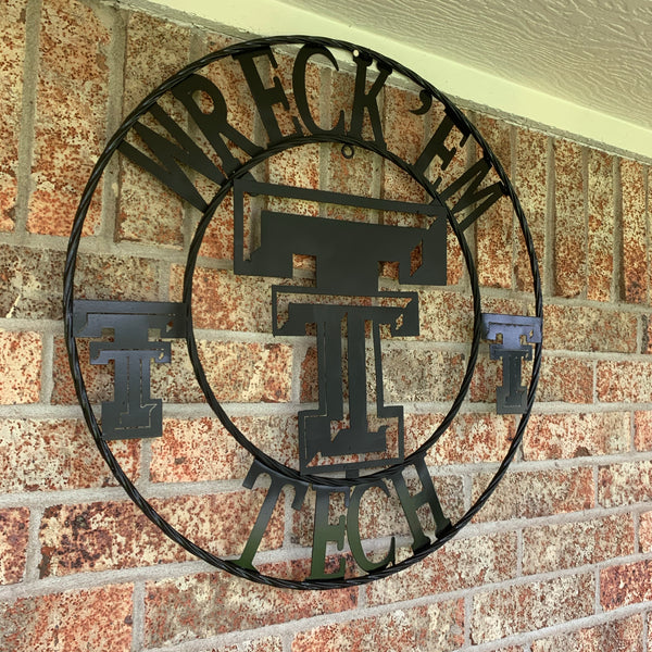 12", 18", 24", 32" WRECKEM TEXAS TECH METAL CUSTOM VINTAGE CRAFT TEAM SIGN HANDMADE