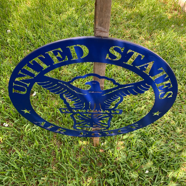 24" US AIR FORCE LASERCUT BLUE MILITARY METAL WALL ART AIRFORCE WESTERN HOME DECOR NEW