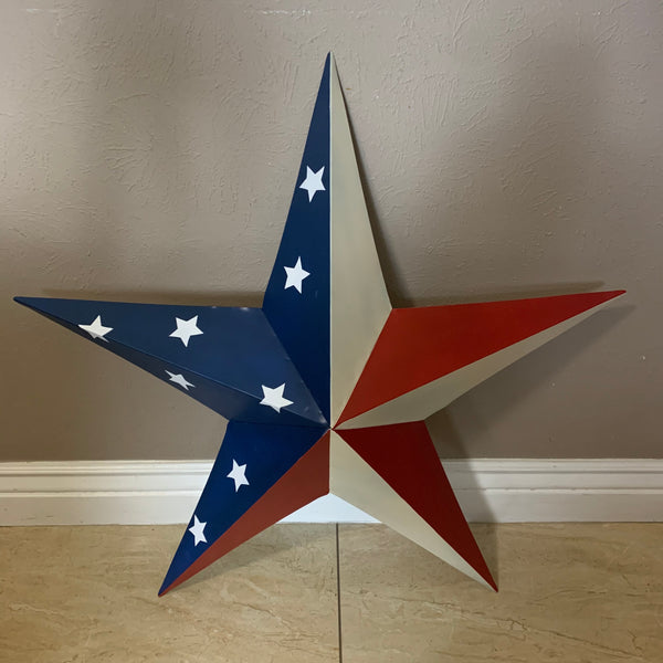 12",16",24",30",36" USA AMERICAN FLAG STAR STYLE #1 RED WHITE & BLUE METAL BARN STAR WALL ART HANDMADE STYLE# 1