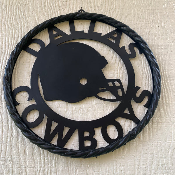 12", 18", 24", 32" DALLAS COWBOYS HELMET SIGN BLACK METAL CUSTOM VINTAGE CRAFT WALL ART TEAM SIGN HANDMADE