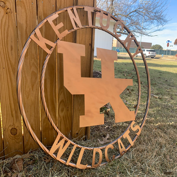 12", 18", 24", 32" KENTUCKY WILDCATS CUSTOM HAMMERED COPPER METAL VINTAGE CRAFT SIGN HANDMADE