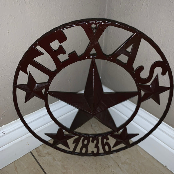 16",24",32",50" RUSTIC BROWN TEXAS 1836 BARN STAR METAL ART WESTERN HOME DECOR VINTAGE RUSTIC DARK BROWN NEW