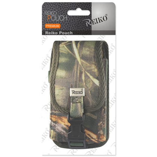 PH15B-AM32 7" REIKO XL EXTRA LARGE VERTICAL CAMO RUGGED POUCH WITH ZIPPER POCKET VELCO CLOSURE  &  BELT LOOP HOLSTER CELL PHONE CASE UNIVERSAL OVERSIZE