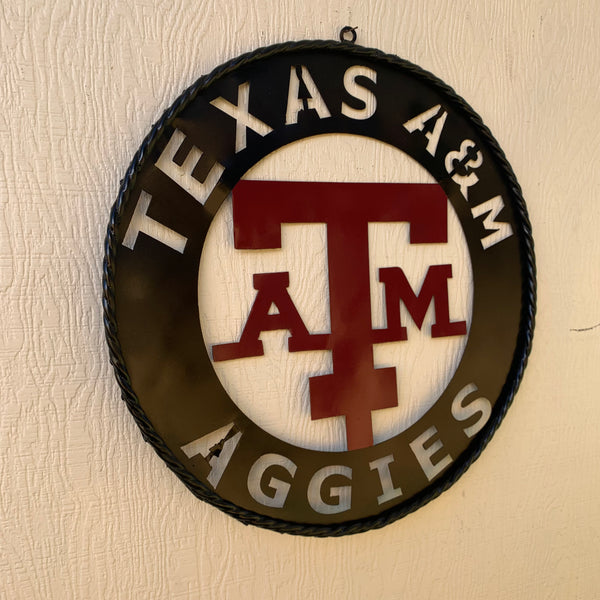 24" TEXAS A&M WIDE BAND RING CUSTOM METAL VINTAGE CRAFT SIGN TEAM HANDMADE