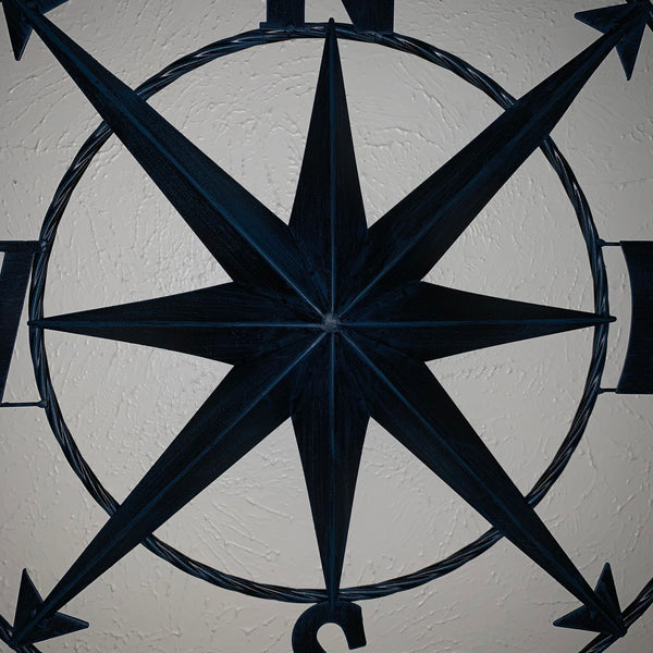 #SI_B8235 COMPASS NAVY BLUE 24" METAL SIGN WESTERN HOME DECOR HANDMADE NEW