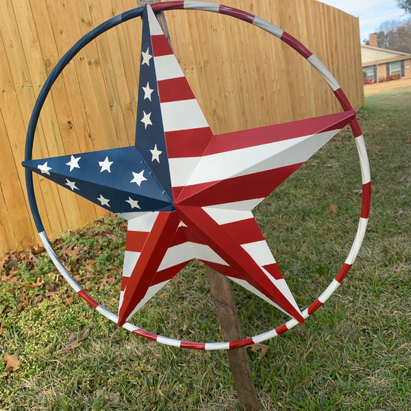 PEACE STAR SIGN METAL RED WHT BLUE STAR WESTERN HOME DECOR HANDMADE 12",16",24",32"36",38",40",48"