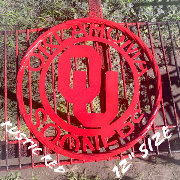 12", 18", 24", 32" OU OKLAHOMA SOONERS RUSTIC RED METAL CUSTOM VINTAGE CRAFT WALL ART TEAM SIGN HANDMADE