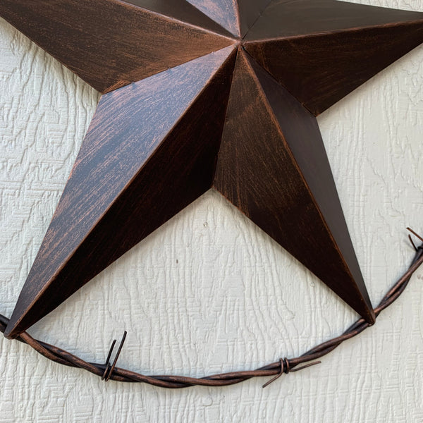 24" BARBWIRE TWISTED RING METAL WALL ART WESTERN HOME DECOR RUSTIC BRONZE COPPER #A10024