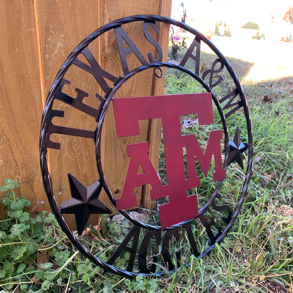 TEXAS A&M WITH STARS CUSTOM METAL VINTAGE CRAFT SIGN WALL ART TEAM SIGN HANDMADE