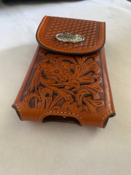 L_2069-1  7" ROOSTER TAN BROWN LEATHER POUCH EXTRA LARGE  BELT LOOP HOLSTER CELL PHONE CASE UNIVERSAL OVERSIZE