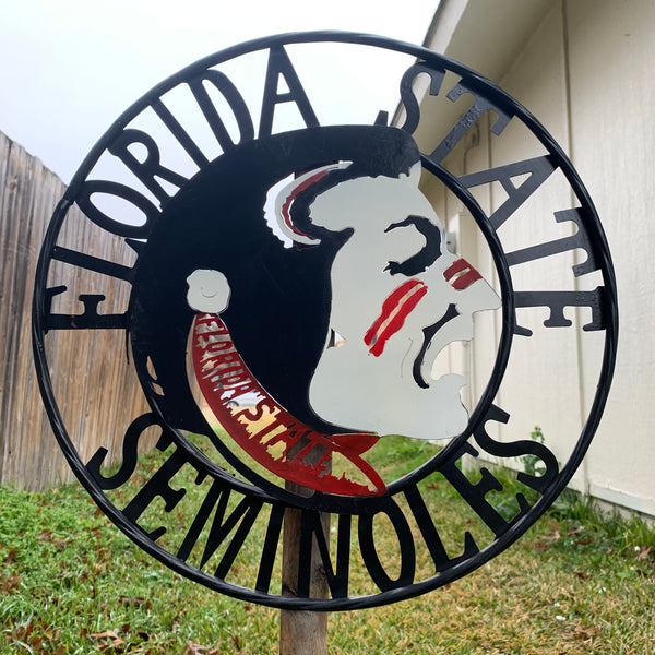 12", 18", 24", 32" FSU FLORIDA STATE SEMINOLES INDIAN LOGO METAL CUSTOM VINTAGE CRAFT TEAM SIGN