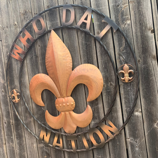 18", 24", 32" 36" WHO DAT NATION FLEUR DE LIS METAL WALL ART WESTERN HOME DECOR NEW