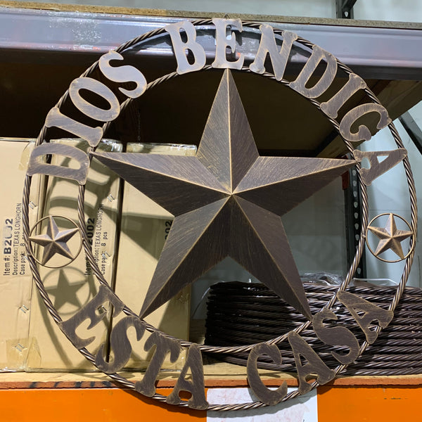24", 32", 34", 40", 50" DIOS BENDIGA ESTA CASA BARN STAR METAL WALL WESTERN HOME DECOR RUSTIC ART NEW HANDMADE