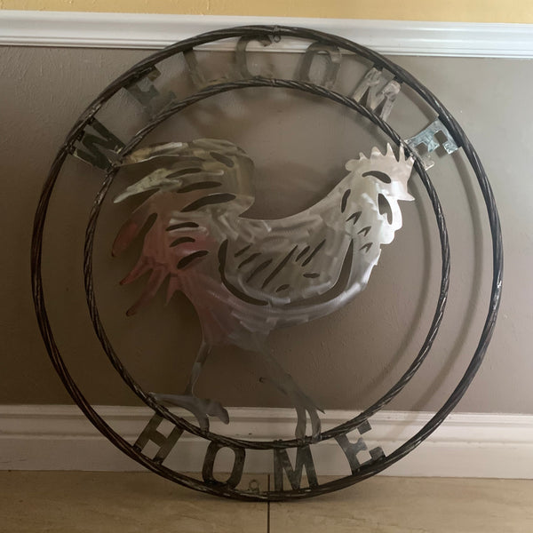 YOUR CUSTOM NAME ROOSTER LASERCUT RAW METAL ART WITH RING DESIGN WESTERN METAL ANIMAL ART HOME WALL DECOR BRAND NEW