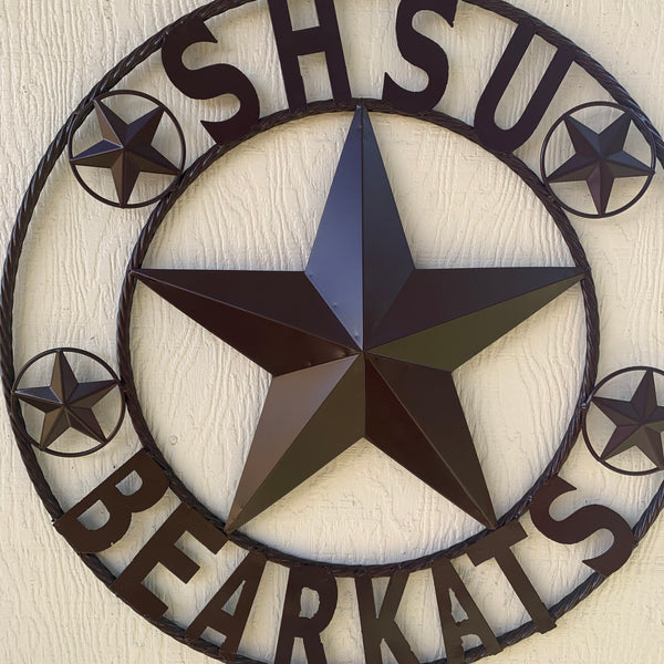 24",32" SHSU SAM HOUSTON BEARKATS RUSTIC DARK BROWN METAL CUSTOM VINTAGE CRAFT RUSTIC BROWN TEAM STAR HANDMADE