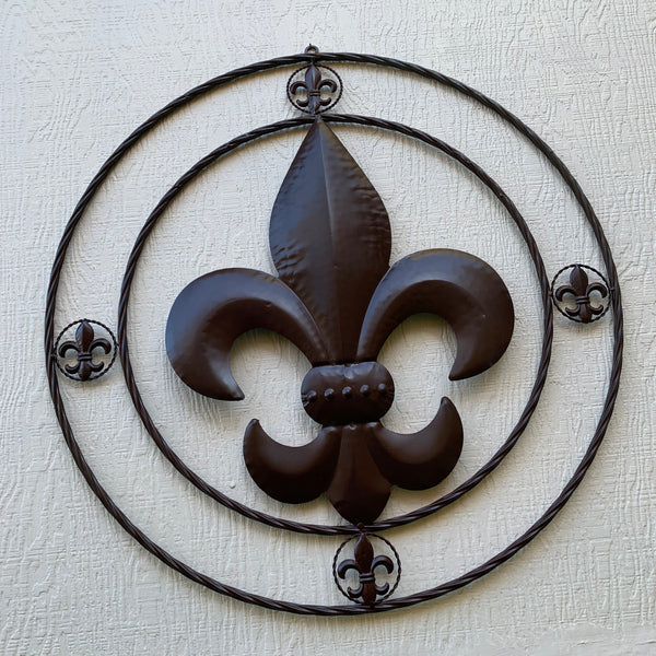 MULTI FLEUR DE LIS METAL WALL ART WESTERN HOME DECOR VINTAGE RUSTIC BROWN ART NEW