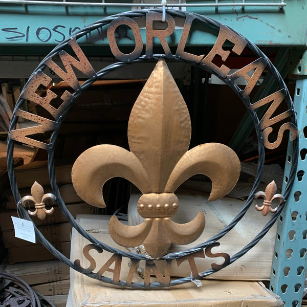 18", 24", 32" NEW ORLEANS SAINTS METAL SIGN WALL ART WESTERN HOME DECOR RUSTIC GOLD & BLACK ART NEW