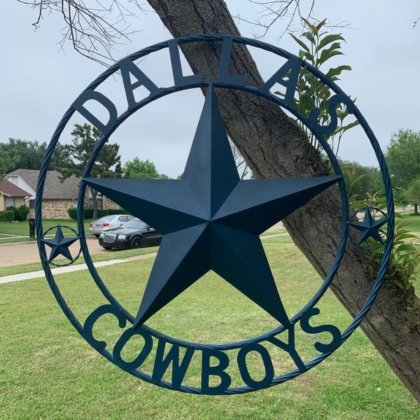 DALLAS COWBOYS NAVY BLUE BARN STAR METAL LONE STAR WESTERN HOME DECOR HANDMADE 24",32",36",40",42",44",46",50"