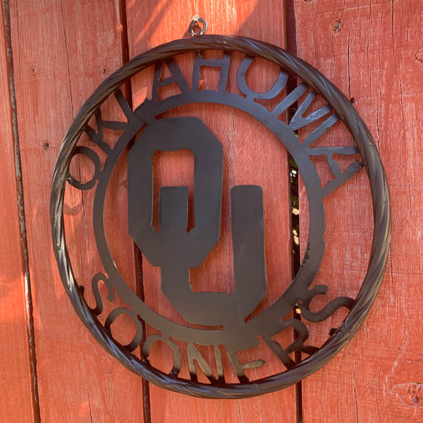 12", 18", 24", 32" OU OKLAHOMA SOONERS RUSTIC BLACK METAL CUSTOM VINTAGE CRAFT WALL ART TEAM SIGN HANDMADE