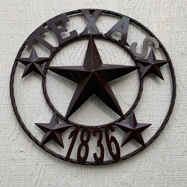 16",24",32",50" RUSTIC BROWN TEXAS 1836 BARN STAR METAL ART WESTERN HOME DECOR VINTAGE RUSTIC DARK BROWN NEW