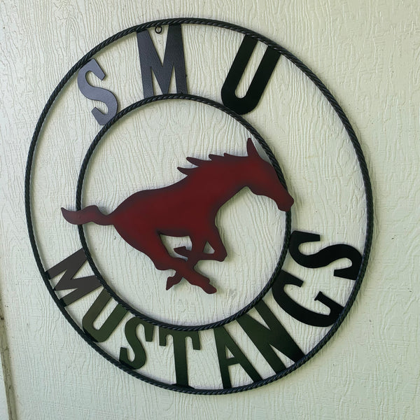 12",18",24",32",36" SMU MUSTANGS METAL CUSTOM VINTAGE CRAFT WALL ART TEAM SIGN HANDMADE