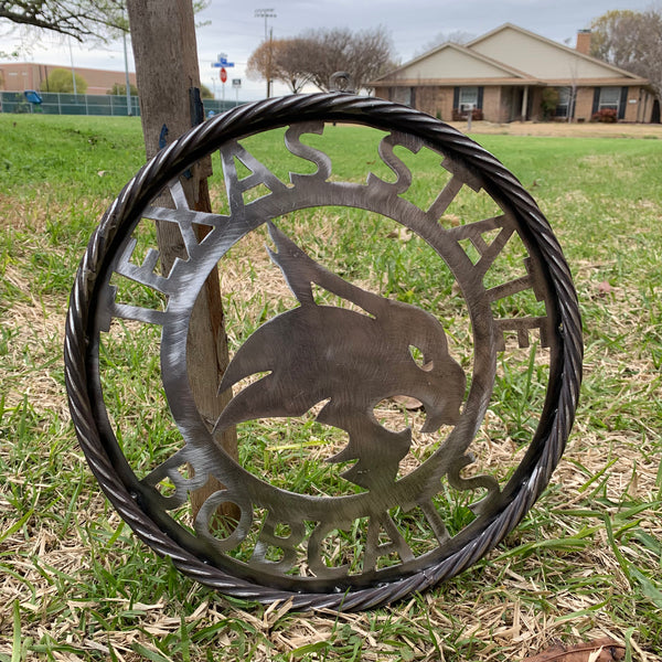 12" TEXAS STATE BOBCATS CUSTOM RAW METAL VINTAGE CRAFT SIGN TEAM ART HANDMADE IN TEXAS