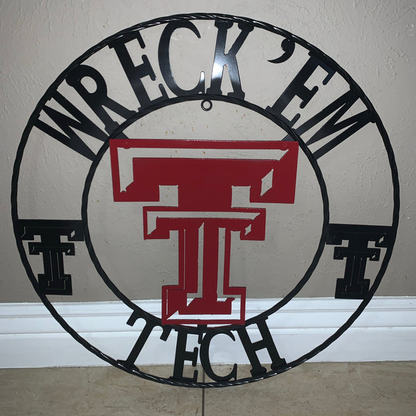 12", 18", 24", 32" WRECKEM TEXAS TECH METAL CUSTOM VINTAGE CRAFT TEAM SIGN HANDMADE