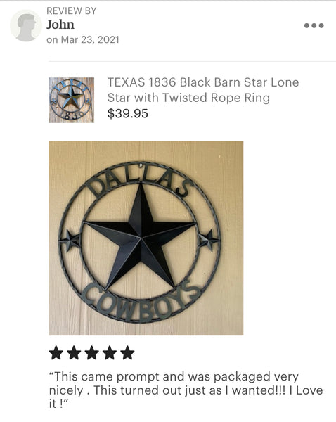 DALLAS COWBOYS RUSTIC BLACK BARN STAR CUSTOM METAL VINTAGE LONE STAR WESTERN HOME DECOR HANDMADE #EH12204