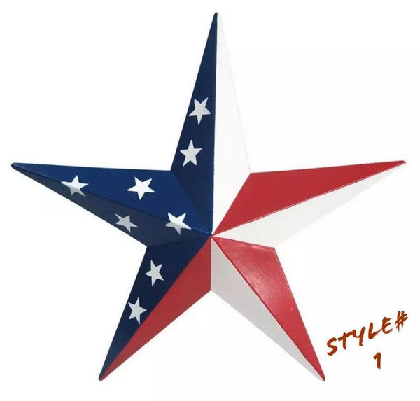 24" USA FLAG STAR RED WHITE & BLUE AMERICANA METAL BARN STAR METAL WALL ART HANDMADE TO ORDER