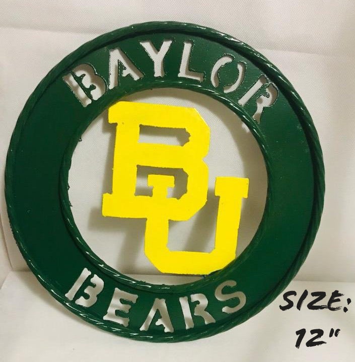 12", 18", 24", 32" BAYLOR BEARS WIDE BAND RING STYLE CUSTOM METAL VINTAGE CRAFT SIGN WESTERN HOME DECOR
