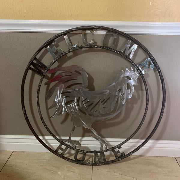 YOUR CUSTOM NAME ROOSTER LASERCUT RAW METAL ART WITH RING DESIGN WESTERN METAL ANIMAL ART HOME WALL DECOR BRAND NEW