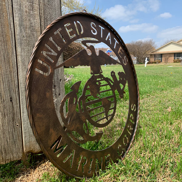 #EH10851 24" UNITED STATES MARINE CORPS MILITARY LASERCUT METAL WALL ART SIGN WESTERN HOME DECOR HANDMADE BRONZE