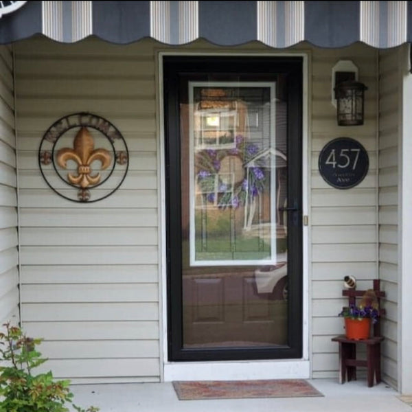 24", 32" WELCOME FLEUR DE LIS METAL WALL ART WESTERN HOME DECOR GOLD & BLACK